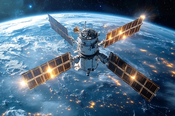 太空中的卫星与地球景象007