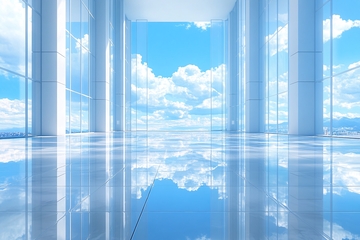 室内通透空间与窗外蓝天白云198