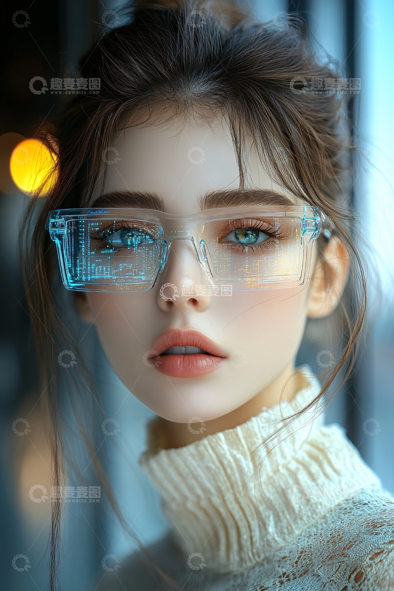 高清大图下载【趣麦麦图】戴透明眼镜的时尚女性850