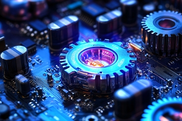 科技感电路板与发光齿轮975