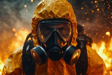 身穿防护服的防毒人员338