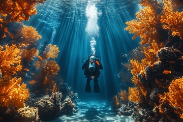 深海中潜水员的奇幻景象092