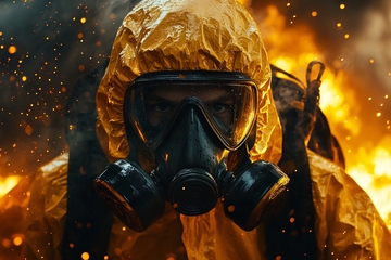 身穿防护服的防毒人员637
