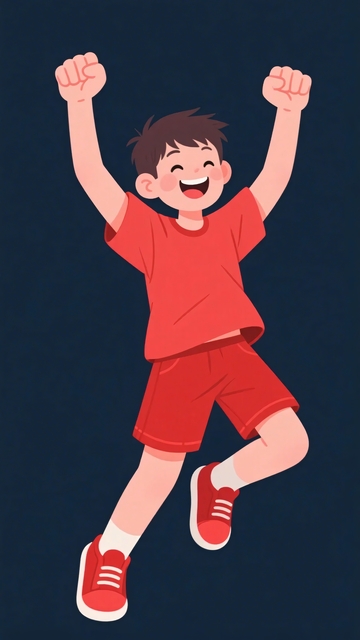 男孩开心跳跃插画945