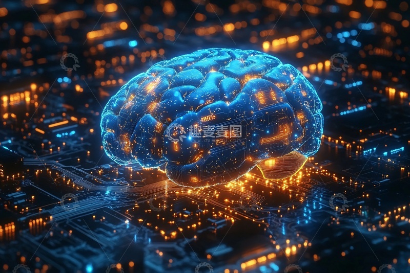 高清大图下载【趣麦麦图】-科技感大脑与城市夜景融合565