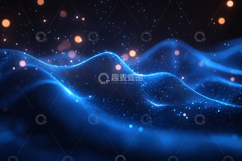 高清大图下载【趣麦麦图】-蓝色梦幻流光波纹背景912