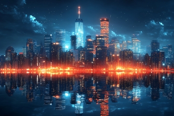 夜景城市灯光倒影图278