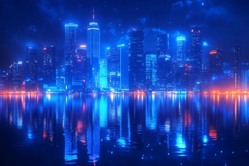 绚丽蓝调城市夜景324