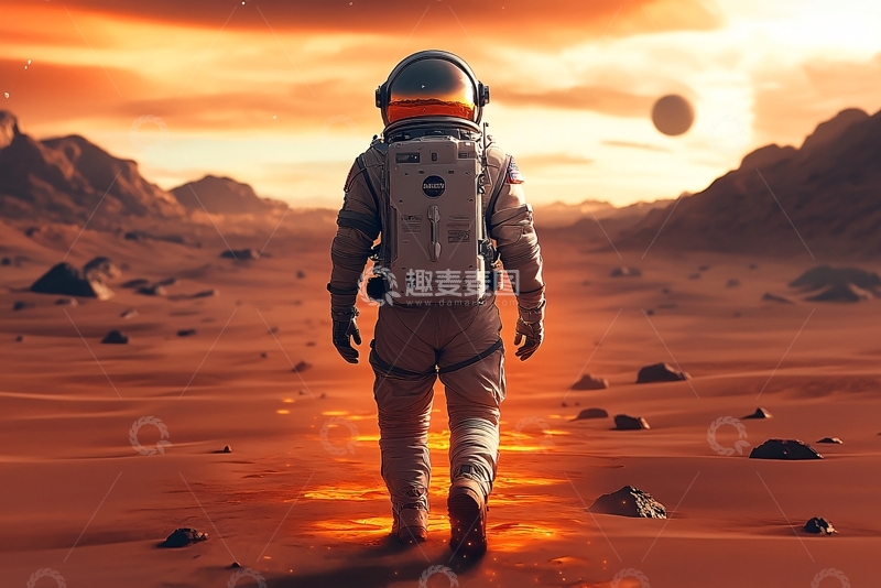 高清大图下载【趣麦麦图】-宇航员漫步火星场景592