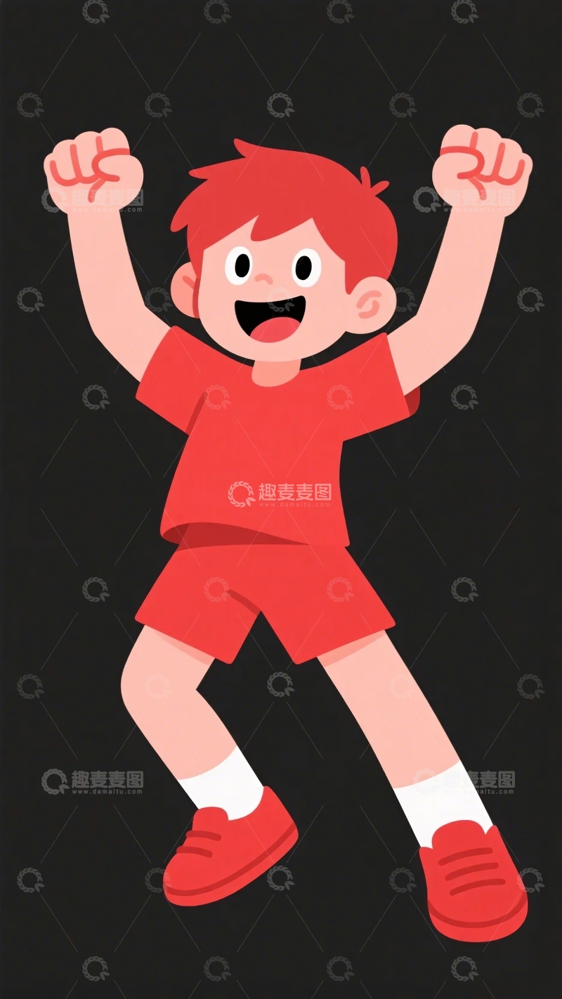 高清大图下载【趣麦麦图】红衣男孩欢呼庆祝189