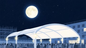 月夜下的户外拱形建筑场景977