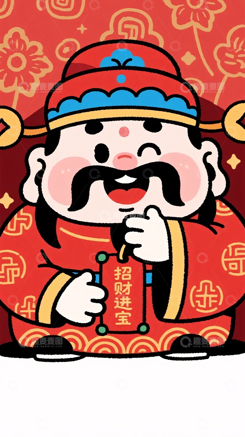 高清大图下载【趣麦麦图】卡通财神形象插画203