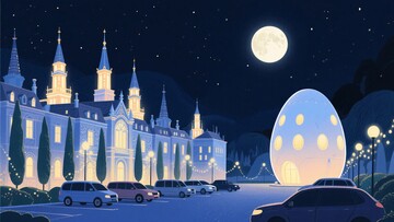月夜下的梦幻城堡插画228