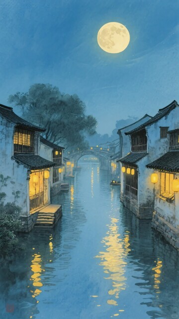 月夜下的江南水乡景致327