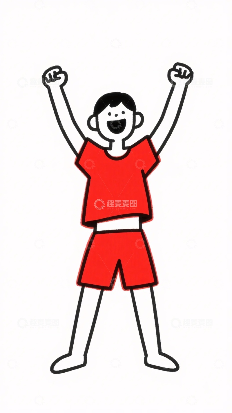 高清大图下载【趣麦麦图】欢呼庆祝的红衣男孩插画104