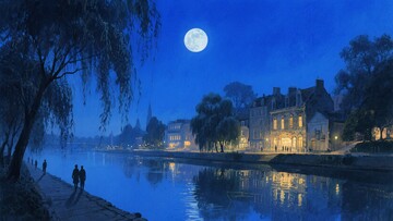 月夜下的河畔静谧景象195