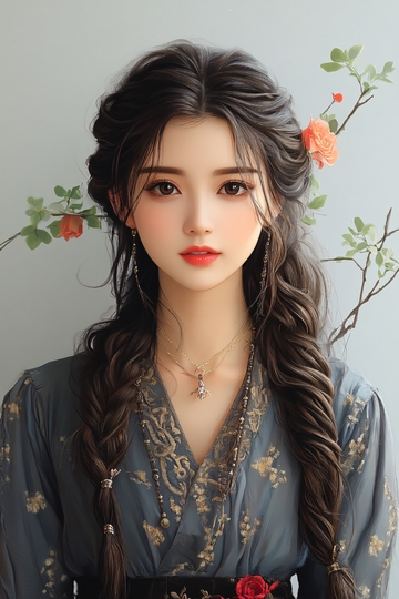古风长发女子人像插画130