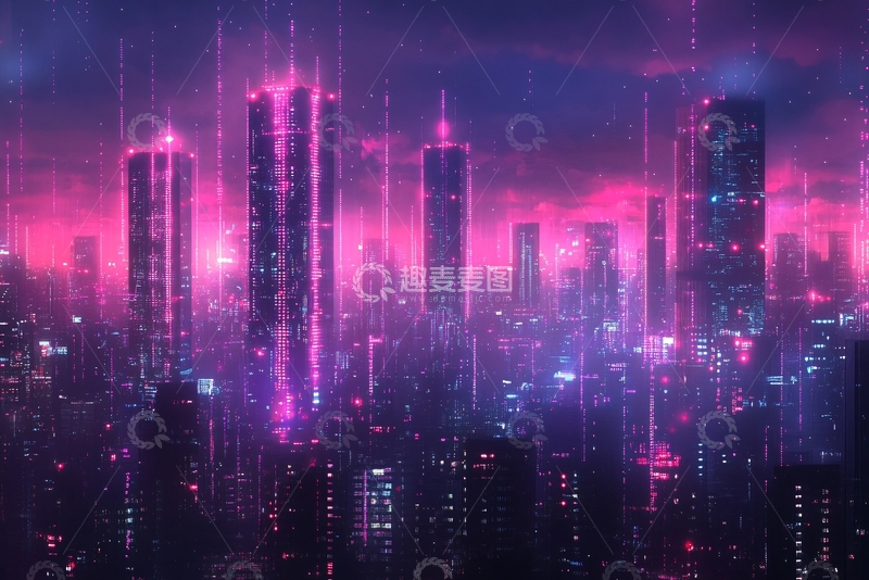 高清大图下载【趣麦麦图】-梦幻霓虹城市夜景074