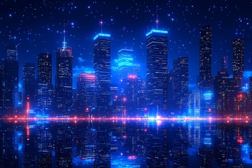 夜景霓虹城市插画410