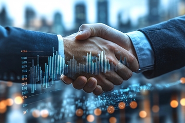 商务人士握手与金融图表画面536