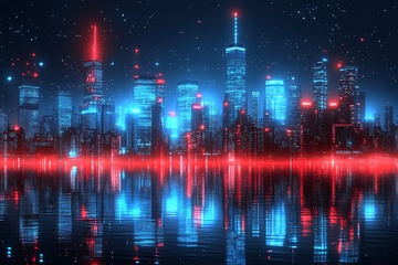 霓虹闪烁的未来城市夜景976