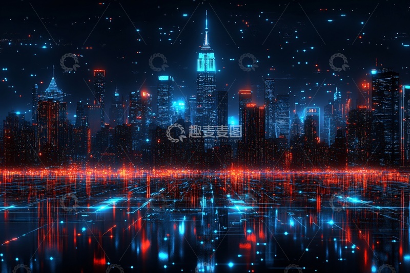 高清大图下载【趣麦麦图】-科幻风格城市夜景图422