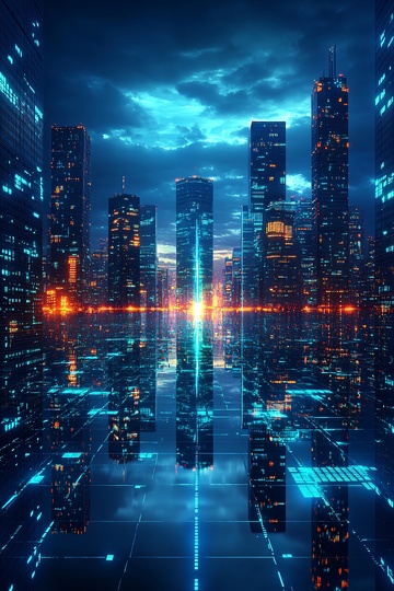 未来感都市夜景插画659