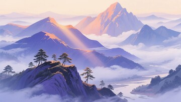 山间晨曦美景526