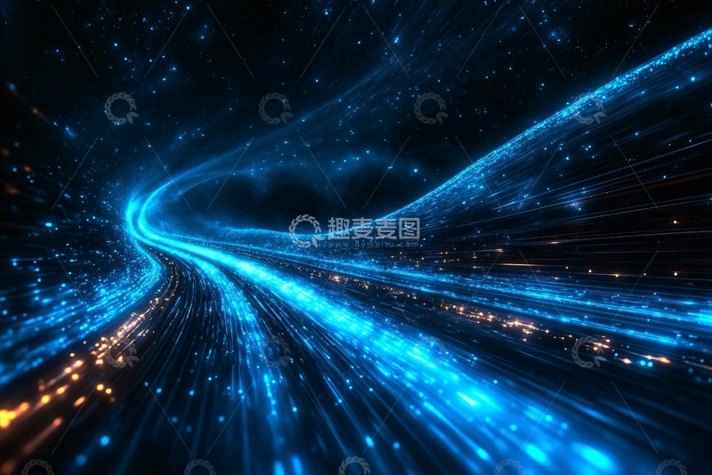 高清大图下载【趣麦麦图】-蓝色流光科技感宇宙画面612