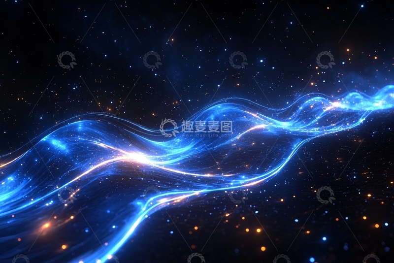 高清大图下载【趣麦麦图】-蓝色流光动感星空背景429