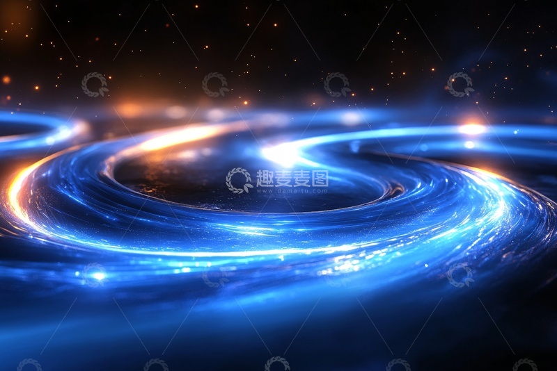 高清大图下载【趣麦麦图】蓝色流光旋涡科幻背景图393