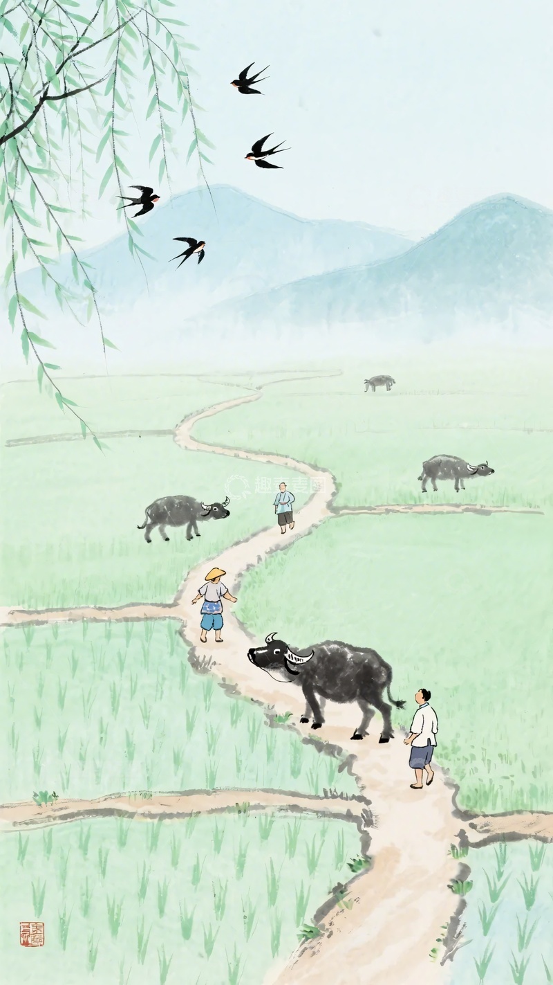 高清大图下载【趣麦麦图】田园牧归图430