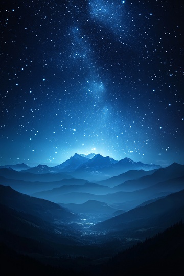 夜空下的山峦星空美景938