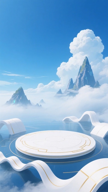 云端中的奇幻圆形平台景观297