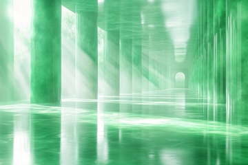 绿色光影的梦幻走廊场景085