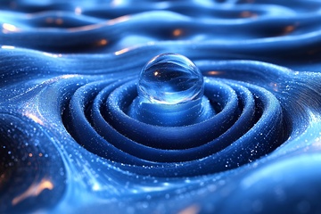 水滴落入蓝色波纹的奇幻画面260