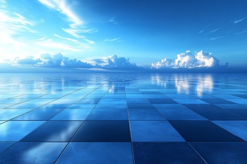 蓝色天空下的方格地面风景723