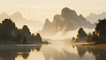 山水间的静谧晨曦美景781