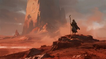 孤独旅人于外星地貌伫立563