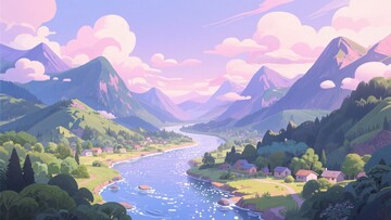 美丽梦幻的山间河谷风景682