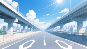 城市高架道路风景插画202