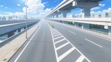 空旷公路与高架桥风景图548