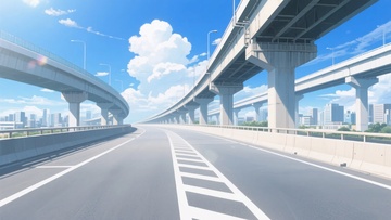 城市高架桥与宽阔道路景象972