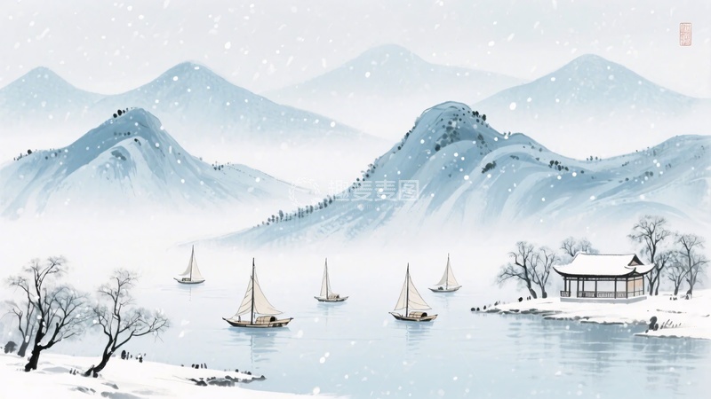 高清大图下载【趣麦麦图】-冬日山水雪景图264