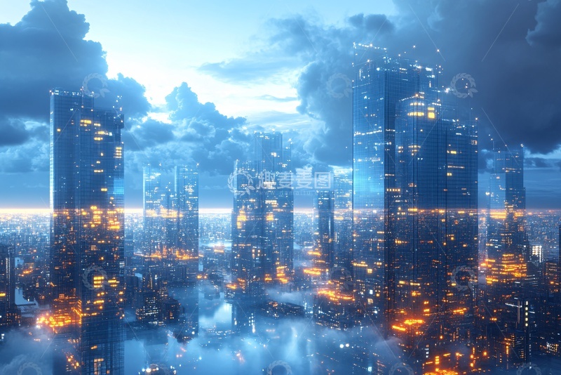 高清大图下载【趣麦麦图】-梦幻都市夜景插画274