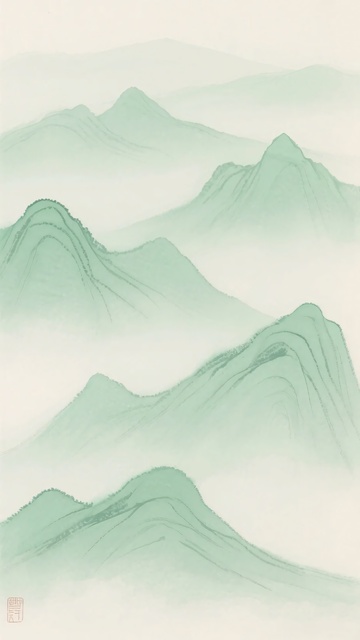 水墨风格青绿山峦图759
