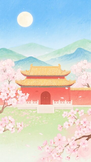 古风宫殿与烂漫樱花图景936