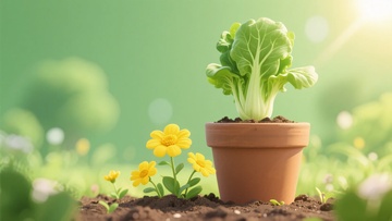 花盆中生长的嫩绿蔬菜554
