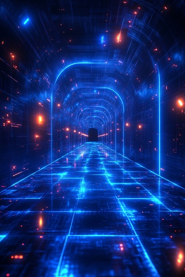 科幻风格的发光科技隧道715