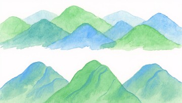 水彩风格连绵群山插画918